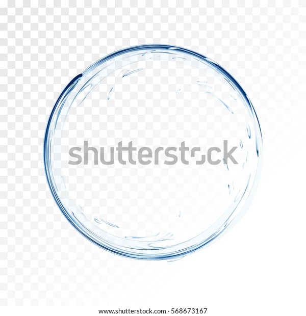 透明な背景に水のベクタースプラッシュ 青のリアルな水色の円と水滴 平面図 3dイラスト グラデーションメッシュツールで作成された半透明の液体サーフェス背景 のベクター画像素材 ロイヤリティフリー