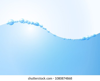 water vector wave surface with bubble of air, vector illustration