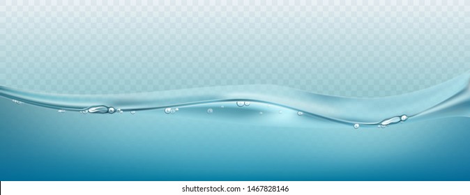 Water vector wave transparent surface with bubbles of air. Vector illustration