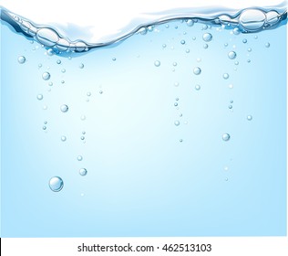 Water vector wave transparent surface with bubbles of air