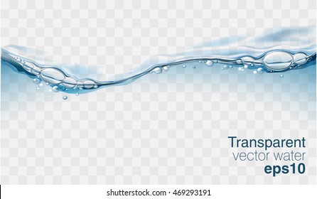 Water vector wave transparent surface with bubbles of air