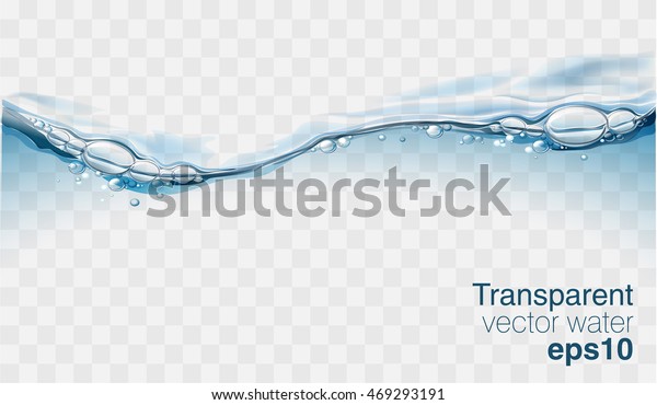Water\
vector wave transparent surface with bubbles of\
air