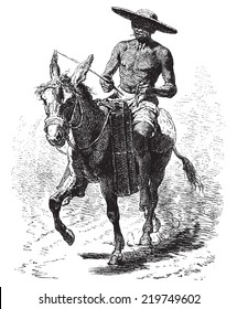 Water vendor to Cartagena, vintage engraved illustration. Le Tour du Monde, Travel Journal, (1872). 