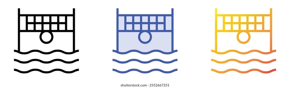 water volleyball icon. Linear, Blue Fill and Gradient Style Design Isolated On White Background