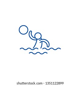 Water volleyball line icon concept. Water volleyball flat  vector symbol, sign, outline illustration.