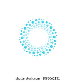 Water vortex from blue circles, bubbles, drops. Abstract circle vector logo.