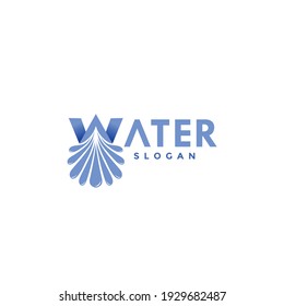 Water W Logo Vector. With Whirl Splash Water Design Illustration. For Watering Pump And Spray Truck, Mineral Water Sanitation, Science Silhouette Icon. Apply To Web Site, Brand Product, Apps