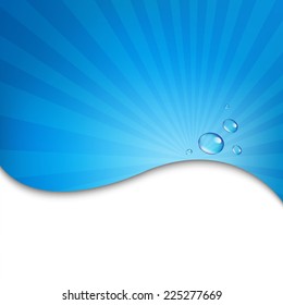 Water Wall With Blue Sunburst With Gradient Mesh, Vector Illustration