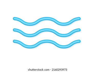 Water wave 3d icon. Sea, ocean, river line symbol. Blue waves design. Vector illustration.