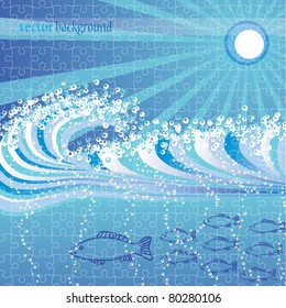 Water wave abstract background puzzle jigsaw