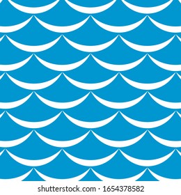 Water Wave abstract design. Marine pattern with stylized white waves. Abstract flat pattern. Waves of ocean, sea. Decorative waves.