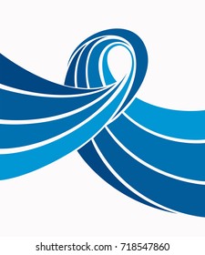 Water Wave abstract design. Marine pattern with stylized blue waves on a light background