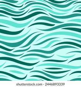 Water wave abstract marine, seamless pattern, vector illustration.