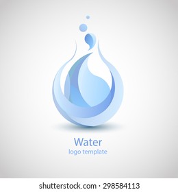 Water wave abstract vector design logo template. Creative aqua emblem symbol. Liquid Splash Concept icon. Water drop logo design template. Art creative concept. 