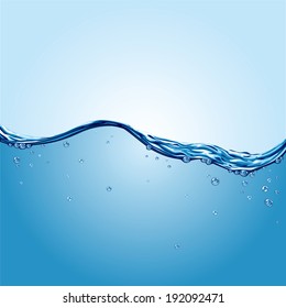 Water wave and air bubbles. Vector illustration