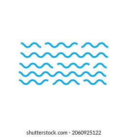 Water Wave And Air Vector Icon, Curve Line Set, Stream Concept. Blue Editable Stroke. Simple Illustration