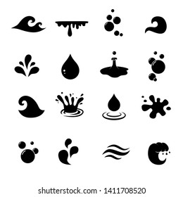 Water, Wave, Aqua Vector Icon Set.