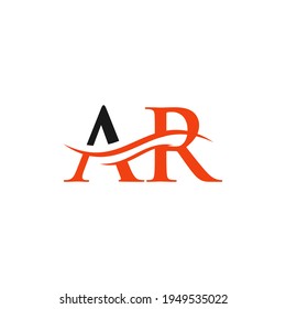 Water Wave AR Logo Vector. Swoosh Letter AR Logo Design for business and company identity