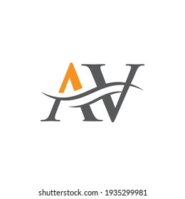 Water Wave AV Logo Vector. Swoosh Letter AV Logo Design for business and company identity