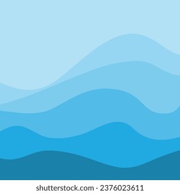 Water Wave Background Design, Abstract Vector Blue Ocean Walpaper Template