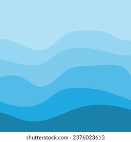 Water Wave Background Design, Abstract Vector Blue Ocean Walpaper Template