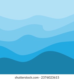 Water Wave Background Design, Abstract Vector Blue Ocean Walpaper Template