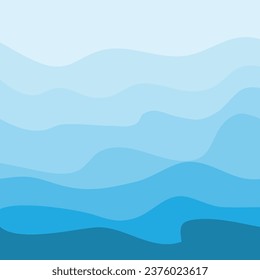 Water Wave Background Design, Abstract Vector Blue Ocean Walpaper Template