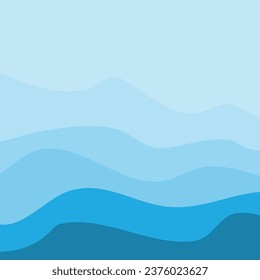 Water Wave Background Design, Abstract Vector Blue Ocean Walpaper Template