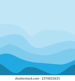Water Wave Background Design, Abstract Vector Blue Ocean Walpaper Template
