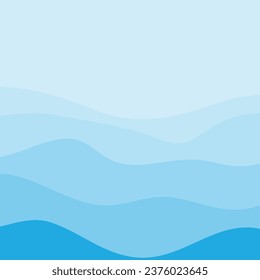 Diseño de fondo de olas de agua, plantilla de papel de Walpaper del océano azul del vector abstracto