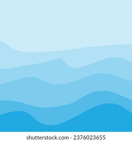Water Wave Background Design, Abstract Vector Blue Ocean Walpaper Template