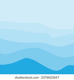 Water Wave Background Design, Abstract Vector Blue Ocean Walpaper Template