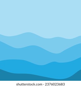 Diseño de fondo de olas de agua, plantilla de papel de Walpaper del océano azul del vector abstracto