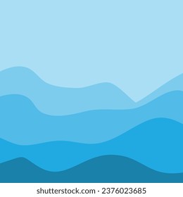 Diseño de fondo de olas de agua, plantilla de papel de Walpaper del océano azul del vector abstracto