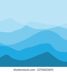 Water Wave Background Design, Abstract Vector Blue Ocean Walpaper Template