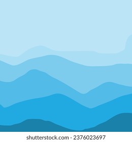 Water Wave Background Design, Abstract Vector Blue Ocean Walpaper Template