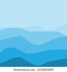Water Wave Background Design, Abstract Vector Blue Ocean Walpaper Template