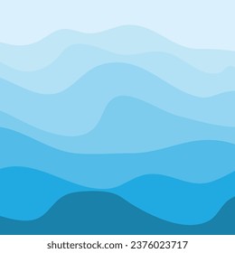 Water Wave Background Design, Abstract Vector Blue Ocean Walpaper Template