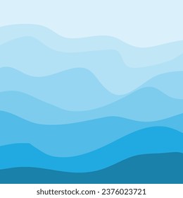 Water Wave Background Design, Abstract Vector Blue Ocean Walpaper Template