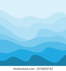 Water Wave Background Design, Abstract Vector Blue Ocean Walpaper Template