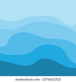 Water Wave Background Design, Abstract Vector Blue Ocean Walpaper Template