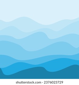 Water Wave Background Design, Abstract Vector Blue Ocean Walpaper Template