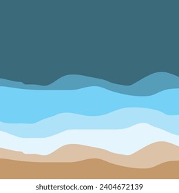 Water Wave Background Design, Abstract Vector Blue Ocean Walpaper Template