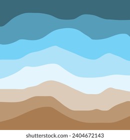 Water Wave Background Design, Abstract Vector Blue Ocean Walpaper Template
