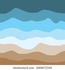 Water Wave Background Design, Abstract Vector Blue Ocean Walpaper Template