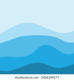 Water Wave Background Design, Abstract Vector Blue Ocean Walpaper Template