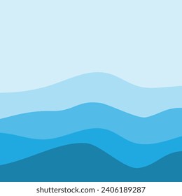 Water Wave Background Design, Abstract Vector Blue Ocean Walpaper Template