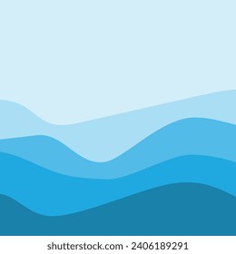 Water Wave Background Design, Abstract Vector Blue Ocean Walpaper Template