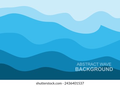 Water Wave Background Design, Abstract Vector Blue Ocean Walpaper Template