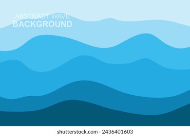 Water Wave Background Design, Abstract Vector Blue Ocean Walpaper Template